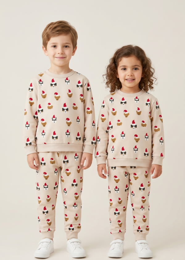 Unisex Beige Cotton Printed Full Sleeve Co-ord Sets