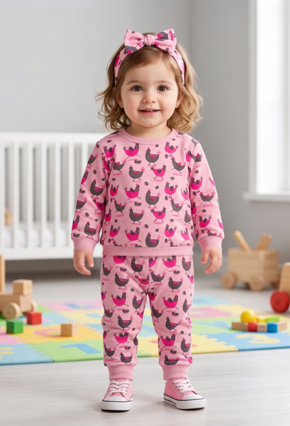 Unisex Cotton Hen Print Full Sleeve Co-ord Sets