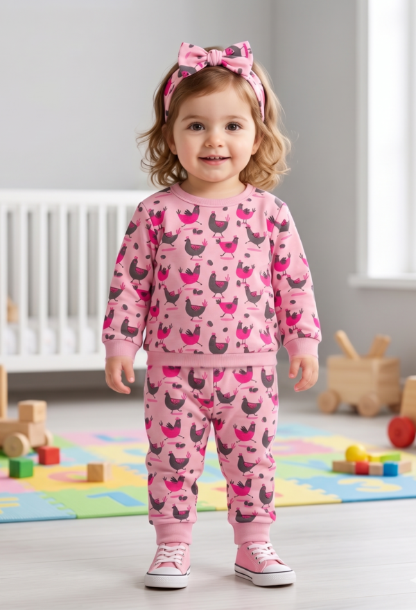 Unisex Cotton Hen Print Full Sleeve Co-ord Sets