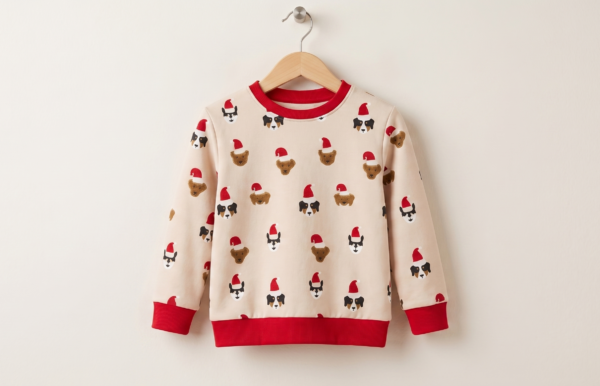 Unisex Beige Red Cotton Printed Full Sleeve Co-ord Sets