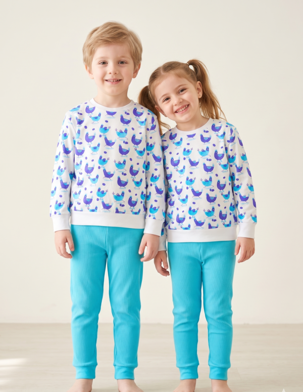 Unisex Blue Cotton Printed Full Sleeve Co-ord Sets